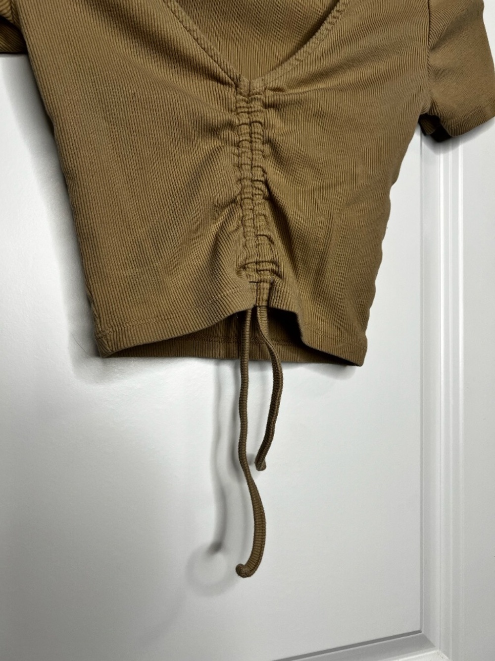 Zara Ribbed Ruched Drawstring Crop Top - Picture 3 of 6